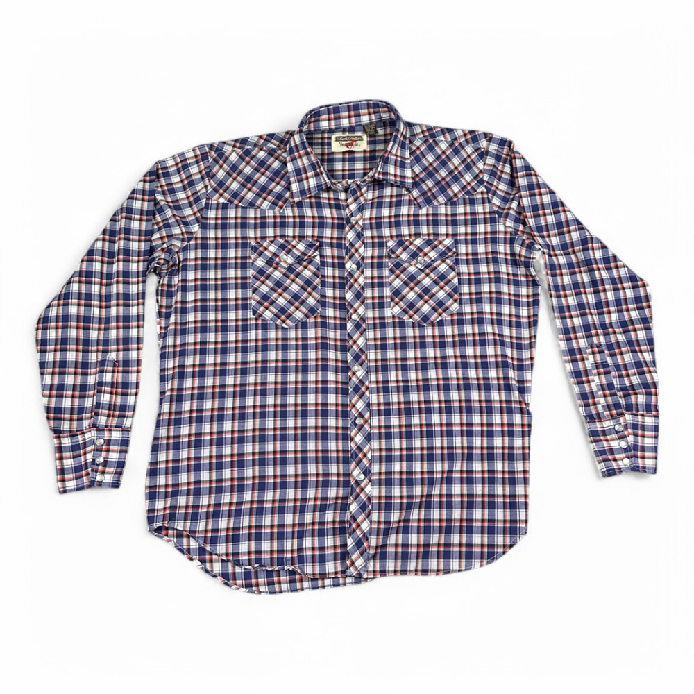 Vintage Youngbloods Western Shirt Adult EXTRA LARGE Purple White Plaid 90s